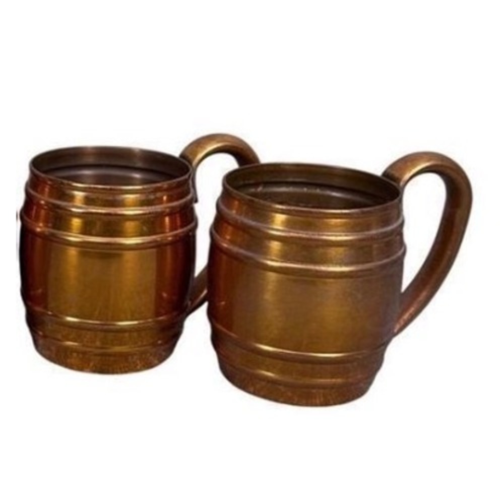 Cavalier by National Silver Copper Finish Barrel Mugs Vintage Moscow Mule x 2